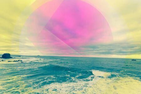 Fantasy abstract background with seawaves and the skyの写真素材