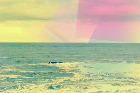 Fantasy abstract background with seawaves and the skyの写真素材