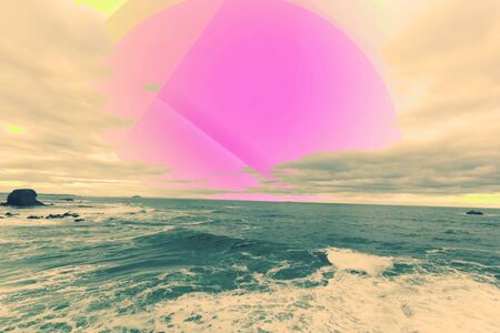 Fantasy abstract background with seawaves and the skyの写真素材