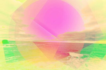 Minimal, colorful, pastel abstract, geometric backgroundの写真素材