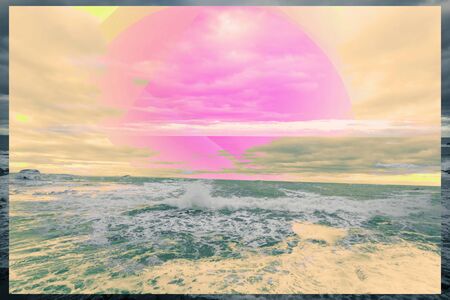 Fantasy abstract background with seawaves and the skyの写真素材