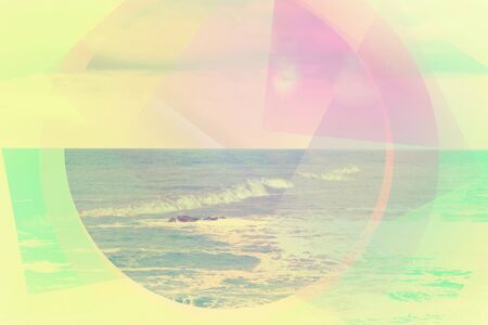 Minimal, colorful, pastel abstract, geometric backgroundの写真素材