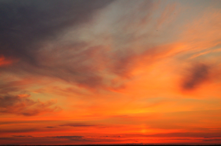 Beautiful Fiery orange sunset sky. Abstract backgroundの写真素材