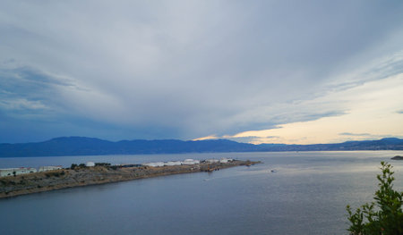 Dramatic clouds over the adriatic sea sunsetの写真素材