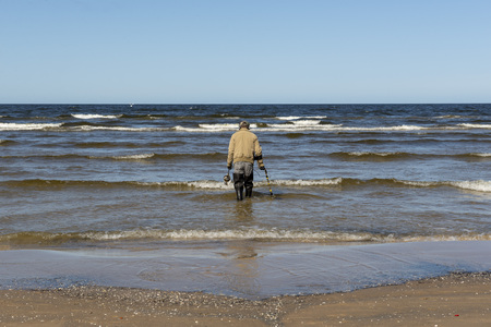 man on the beachの写真素材