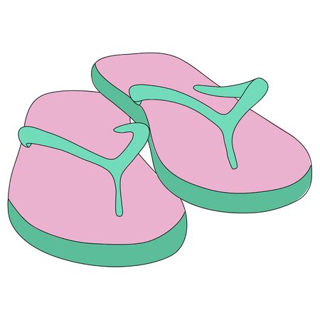 Vector illustration of pink-mint flip flopsのイラスト素材