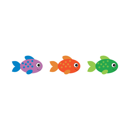 Vector aquarium fish illustration. Colorful cartoon flat aquarium fish set for your design.のイラスト素材