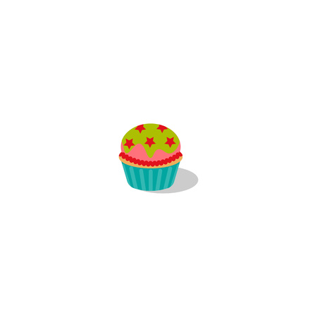Vector cupcake illustration. Cake with cream. upcake with icing and stars.の写真素材