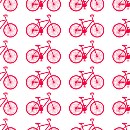 Vector illustration. Seamless pattern with bikes on white background.のイラスト素材