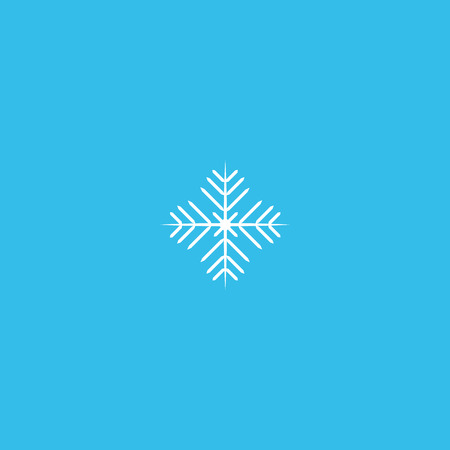 Vector illustration. Snowflake Icon. White Snowflake isolated on blue background.のイラスト素材