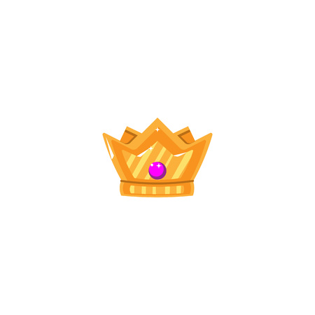 Gold Crown with gems. Icon Object Symbol. Vector Illustration. Art Design Cartoon Isolated Background.のイラスト素材