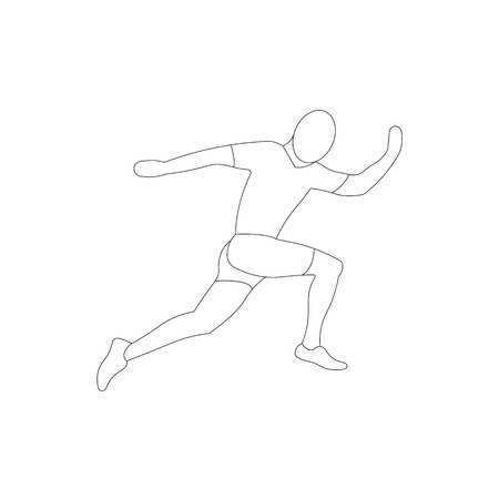 male runner silhouette vector on white background. Healthy sport concept. Line style.のイラスト素材