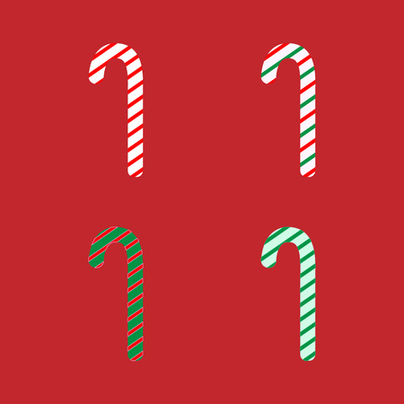 Set of sweet isolated on red background. Christmas lollipop. Vector illustration.のイラスト素材