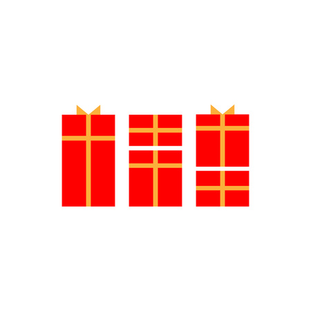 Gift box with ribbon flat icon, vector sign, isolated on white. Symbol, logo illustration.のイラスト素材