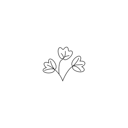 Vector illustration. leaf of plant or flower or branch isolated on white. Line style.のイラスト素材