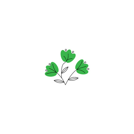 Vector illustration. leaf of plant or flower or branch isolated on white.のイラスト素材