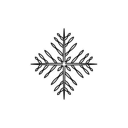 snowflake winter black isolated line icon silhouette on white backgroundのイラスト素材
