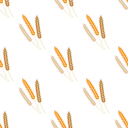 Vector seamless pattern illustration ears of wheat. Beer, oktoberfest, background. For bakery package, bread products. Autumn harvest.のイラスト素材