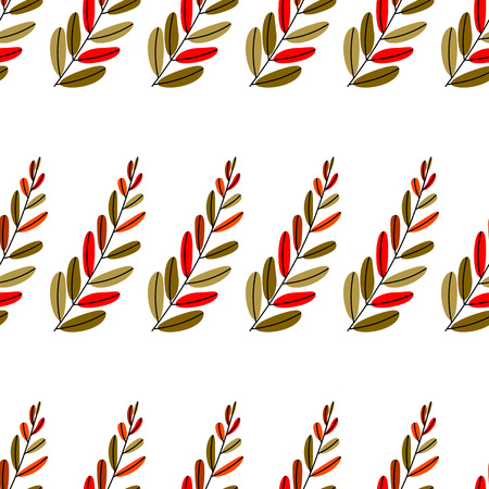 Vector illustration. leaf of plant or flower or branch isolated on white. Decor floral plant element. Seamless botanic pattern.のイラスト素材