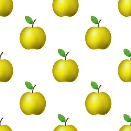 Vector ilustration. Seamless pattern realistic yellow apple on white background Decoration with applesのイラスト素材