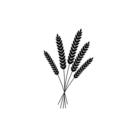 vector illustration of wheat, rye or barley black silhouette of wheat, rye or barley cicon isolated on white background.のイラスト素材