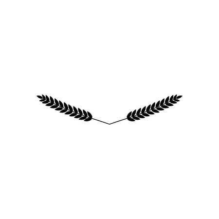 vector illustration of wheat black silhouette wheat, isolated on white background. Wheat wreath.のイラスト素材