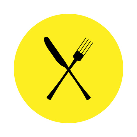 Vector illustration. fork and knife cross icon on white background. Restaurant menu icon. flatのイラスト素材