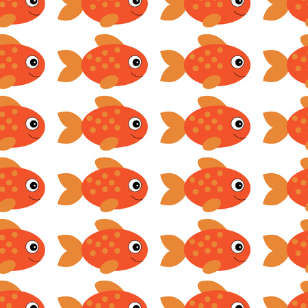 Vector aquarium fish illustration. Colorful cartoon flat aquarium fish for your design. Seamless fish pattern for baby or child room.のイラスト素材