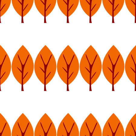 Vector illustration. Autumn flat tree isolated on white background. seamless tree pattern.のイラスト素材