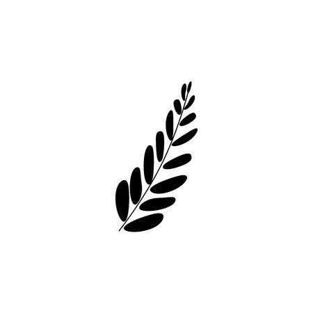 Vector illustration. black leaf of plant or flower or branch isolated on white. Tatoo. Silhouette.のイラスト素材