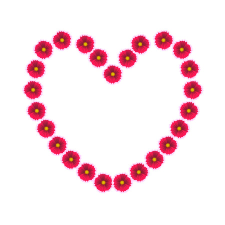 heart frame made from flowers design icon isolated on white backgrond. Design for wedding greeting, saint valentine day, 8 of marchの写真素材