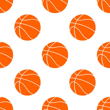 orange flat basketball ball, vector illustration isolated on white background. Seamless basketball pattern. Sport decoration.のイラスト素材