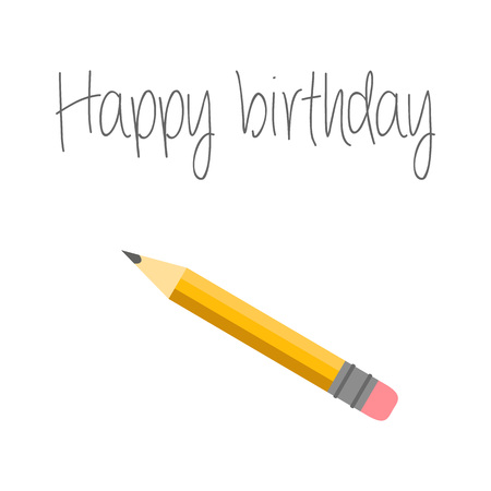 Vector illustration. Happy birthday card with Pencil and inscription. Pencil trace. Happy birthday design.のイラスト素材