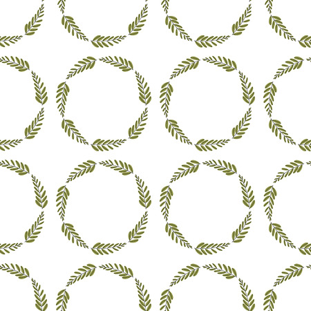 Vector illustration. leaf of plant or flower or branch isolated on white. Decor floral plant element. botanic seamless pattern. wreath made of colorful leaves isolated on a white background with space for text. Template, seal, design element. leave round frame or wreath on white background.のイラスト素材