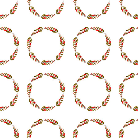 Vector illustration. leaf of plant or flower or branch isolated on white. Decor floral plant element. botanic seamless pattern. wreath made of colorful leaves isolated on a white background with space for text. Template, seal, design element. leave round frame or wreath on white background.のイラスト素材