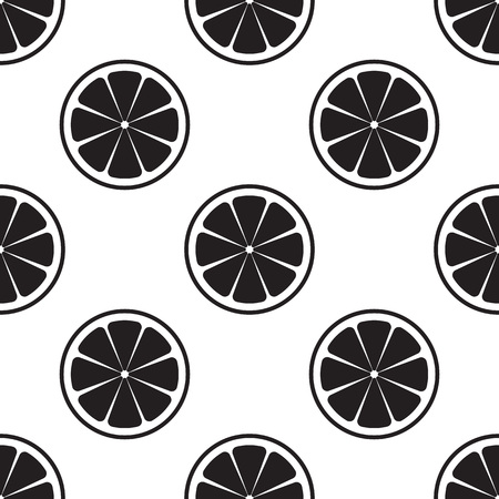 Orange sliced without leaves. seamless pattern orange with leaves on white background. EPS 10. Vector illustration. Silhouette.のイラスト素材