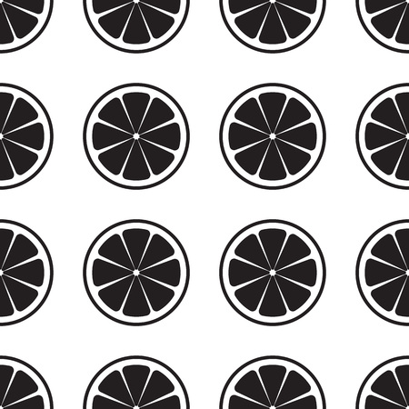 Orange sliced without leaves. seamless pattern orange with leaves on white background. EPS 10. Vector illustration. Silhouette.のイラスト素材
