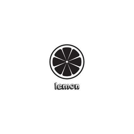 Lemon slice vector icon illustration on white background. Fresh sour vector lemon icon. Lemon sign, symbol, emblem.のイラスト素材
