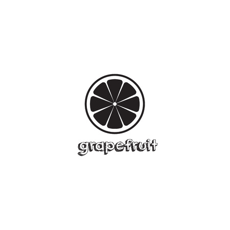 Fresh grapefruit silhouette with inscription title vector illustration on white backgroundのイラスト素材
