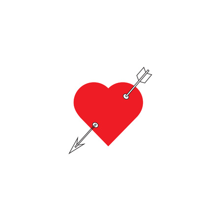 Heart with arrow icon. Valentines day vector icon , Cupid dart pierced to the heart. Arrow of cupid, Love symbol with arrow. Happy Valentines day vector designのイラスト素材