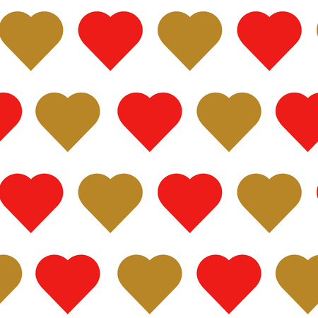 Red and gold hearts seamless pattern. Vector illustrationのイラスト素材