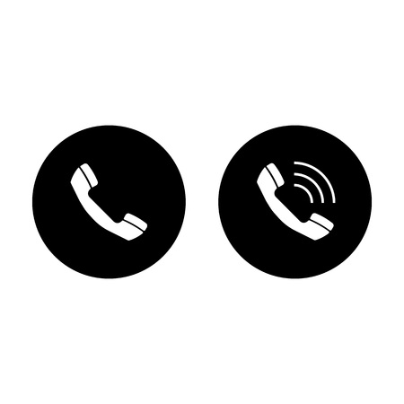 old Phone icon in trendy flat style isolated on black background. Phones set. Handset setのイラスト素材