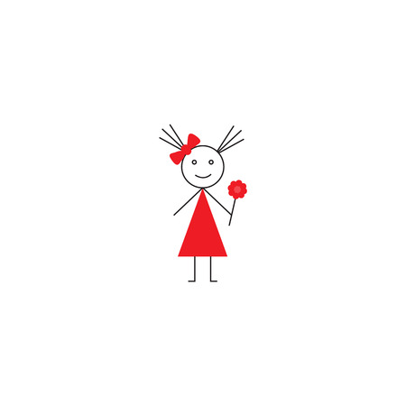 Girl hand drawn vector illustration. Linear style.のイラスト素材