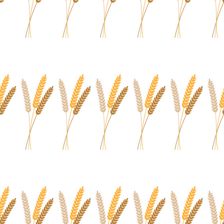 Vector seamless pattern illustration ears of wheat. Beer, oktoberfest, background. For bakery package, bread products. Autumn harvest. wheat, rye or barley ears with whole grainのイラスト素材
