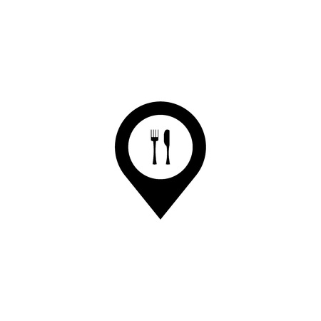 Map pointer with restaurant cafe icon. Vector illustrationのイラスト素材