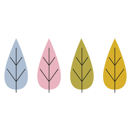 Set of flat tree icon. Vector illustration, EPS 10. Colorful Pastelのイラスト素材