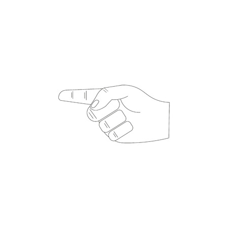 Hand vector icon, forefinger icon. Vector illustration on white background. black outlineのイラスト素材