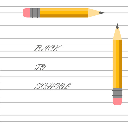 Vector illustration. School design. Pencils on the notebook. Back to school lettering. eps10のイラスト素材