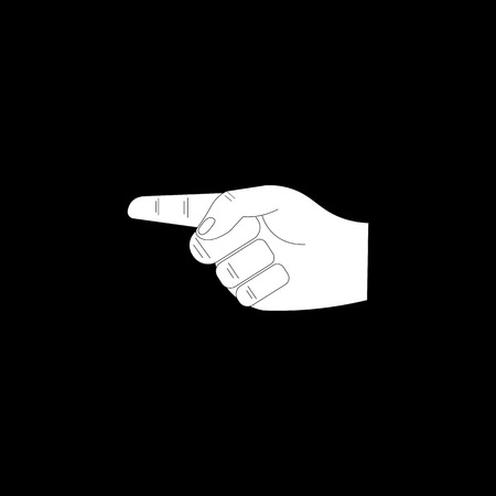 Hand vector icon, forefinger icon. Vector illustration on black background. silhouetteのイラスト素材