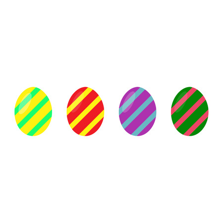 Happy Easter. Set of Easter eggs with different colors on a white background. Spring holiday. Vector Illustration. Happy easter eggsのイラスト素材